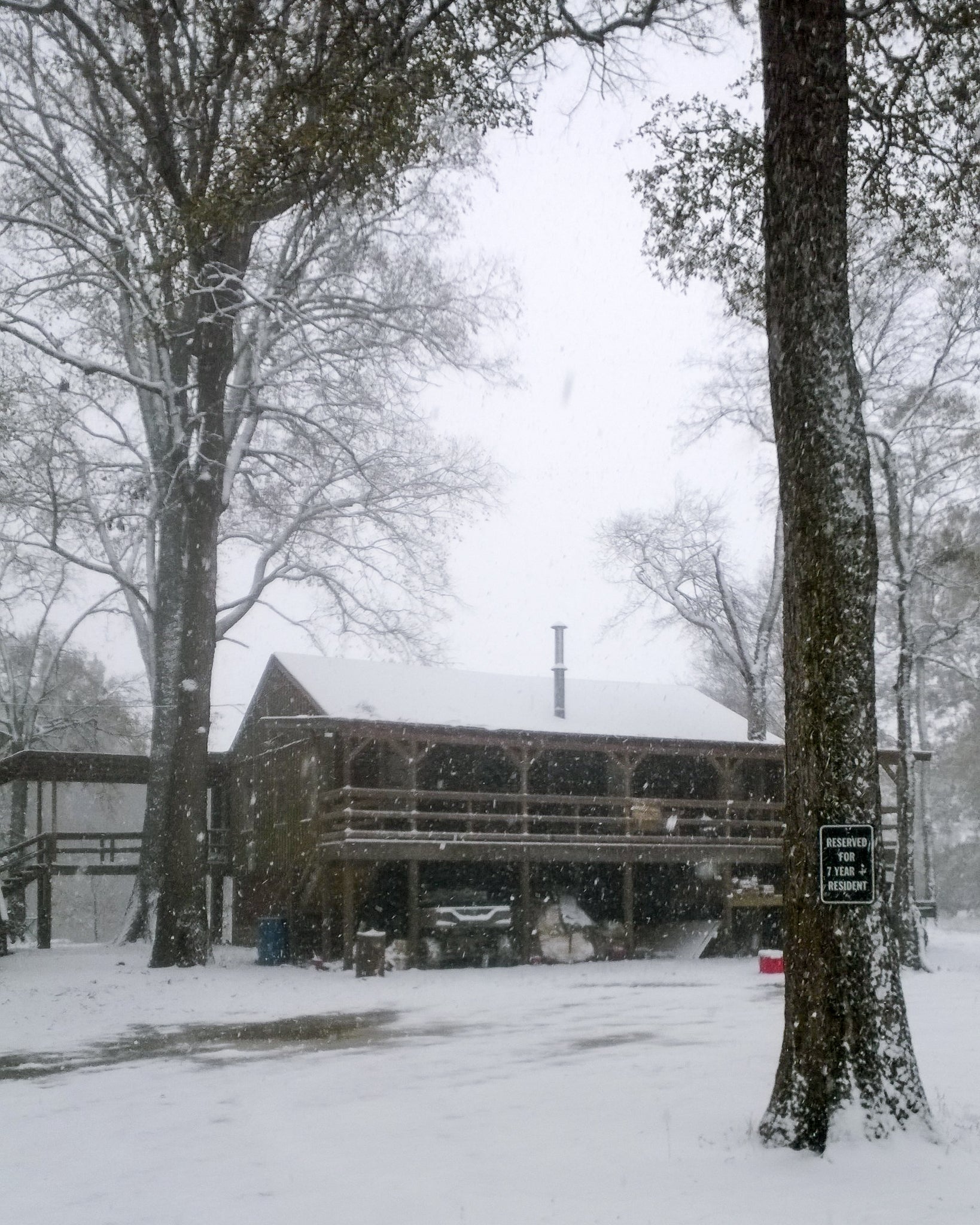 A snowy day at Two Rivers Duck Club.